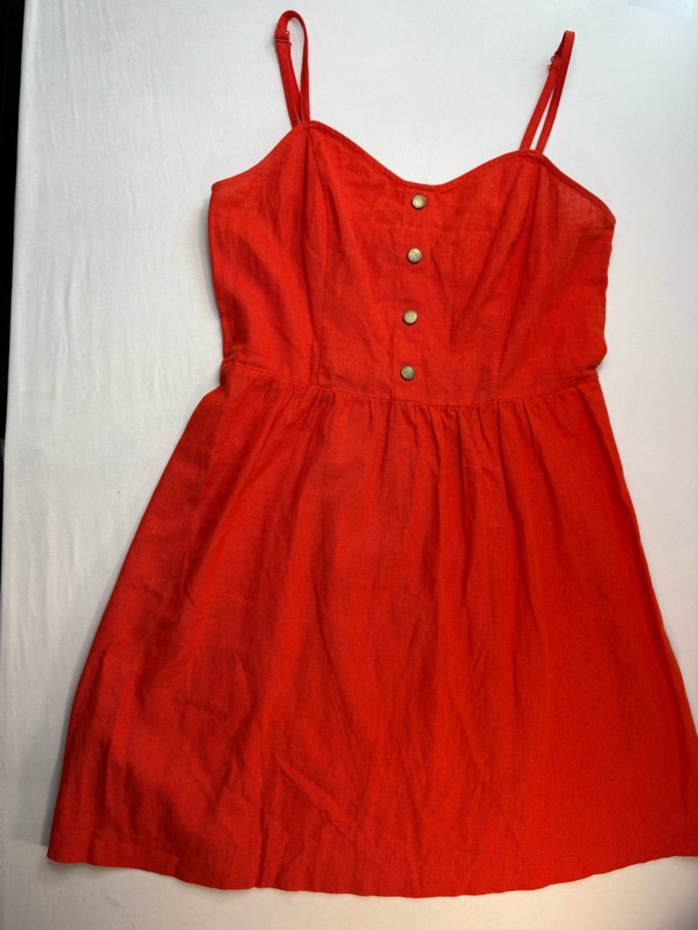 Terracotta Boho Backless Sundress ☀️ Linen Mini with Brass Snap Buttons